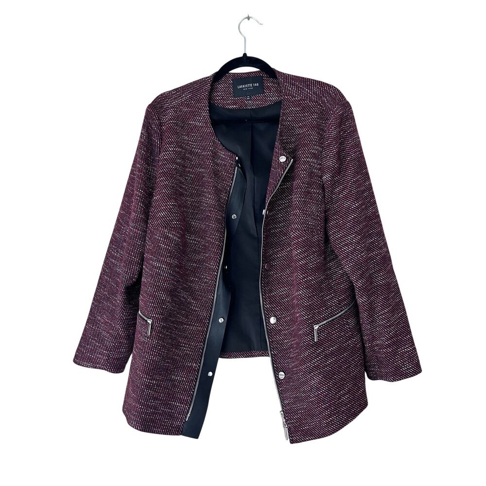 Lafayette 148 Women’s Tweed, Red and Black Blazer Jacket Virgin Wool Blend 1X